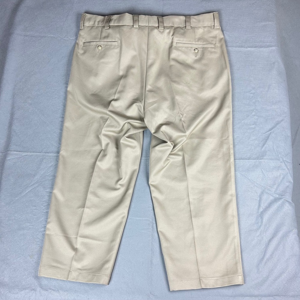 Oak Hill Dress Pants Mens 44x30(44x27) Khaki Tan Pleated Front Polyester Slacks - Picture 7 of 10